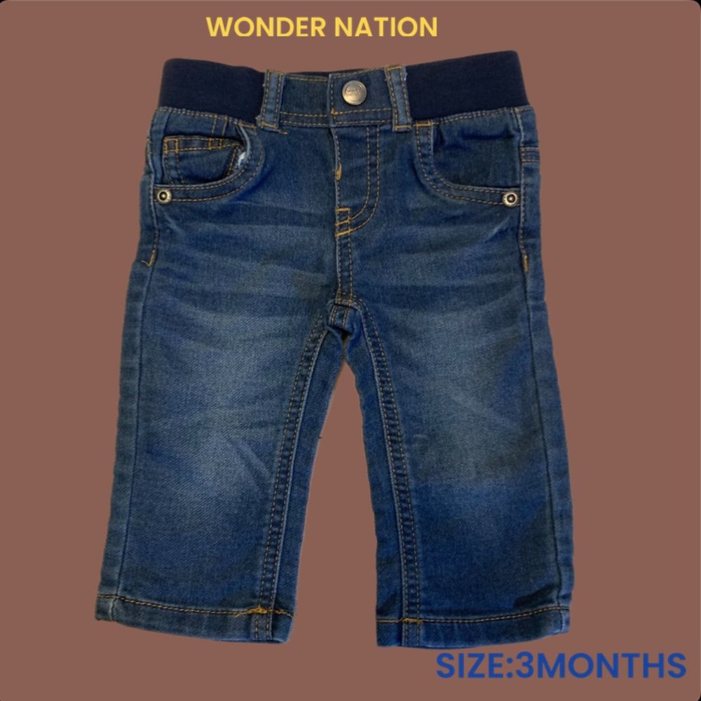 WONDER NATION DENIM JEANS FOR KIDS BLUE COLOUR SIZE 3 MONTHS